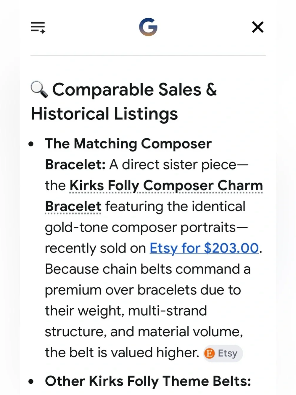 Rare Kirks Folly Gold Composer Coin Charm Chain Belt
